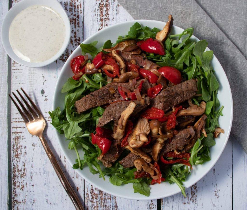 Mushroom and Cherry Pepper Steak Salad