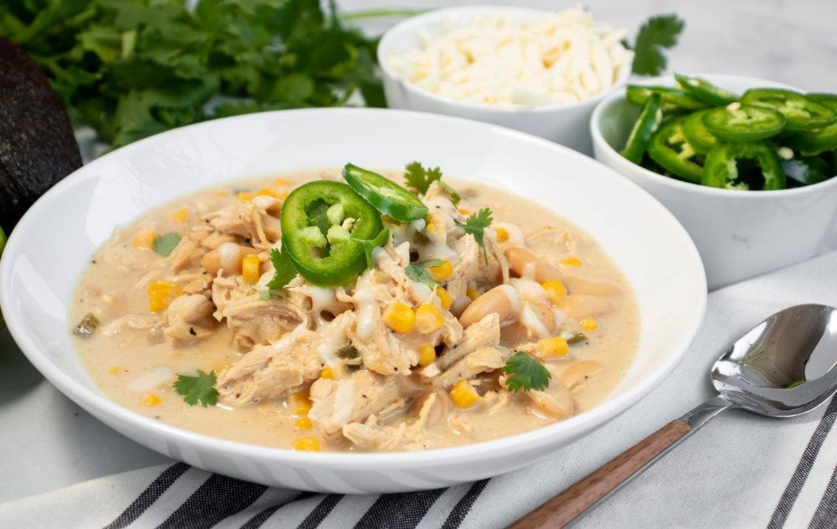 Spicy White Chicken Chili Meal Prep Meal Planning Counting Macros Freezer Friendly