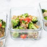 Broccoli Sausage Couscous One Pot Meal Meal Prepping Meal Planning Count Macros served in meal prep containers