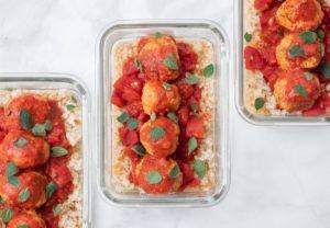 Chicken Meat Balls with Riced Cauliflower Meal Prep Counting Macros