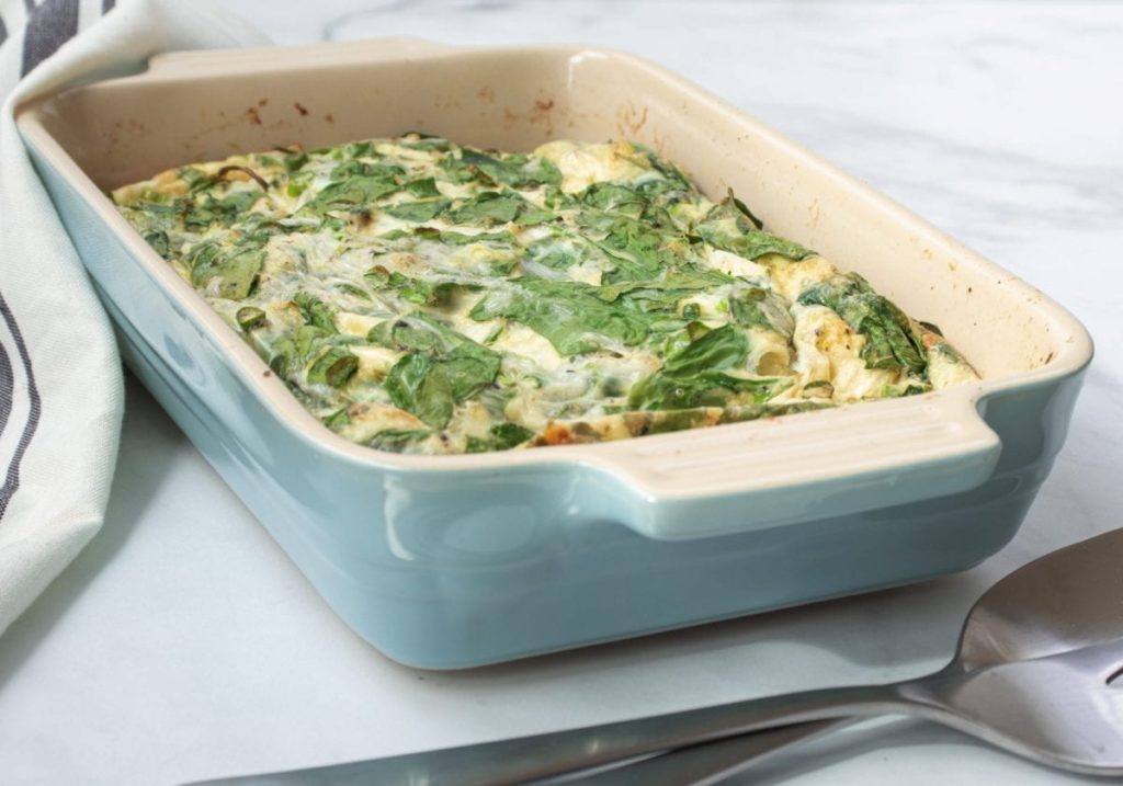 spinach and mozzarella egg casserole meal prep macro counting