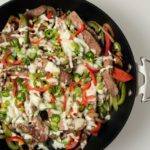 Cheesesteak Pepper Skillet Meal Prep Meal Planning Counting Macros low carb