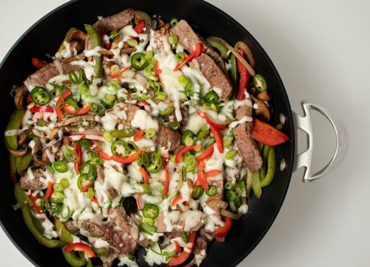 Cheesesteak Pepper Skillet Meal Prep Meal Planning Counting Macros low carb