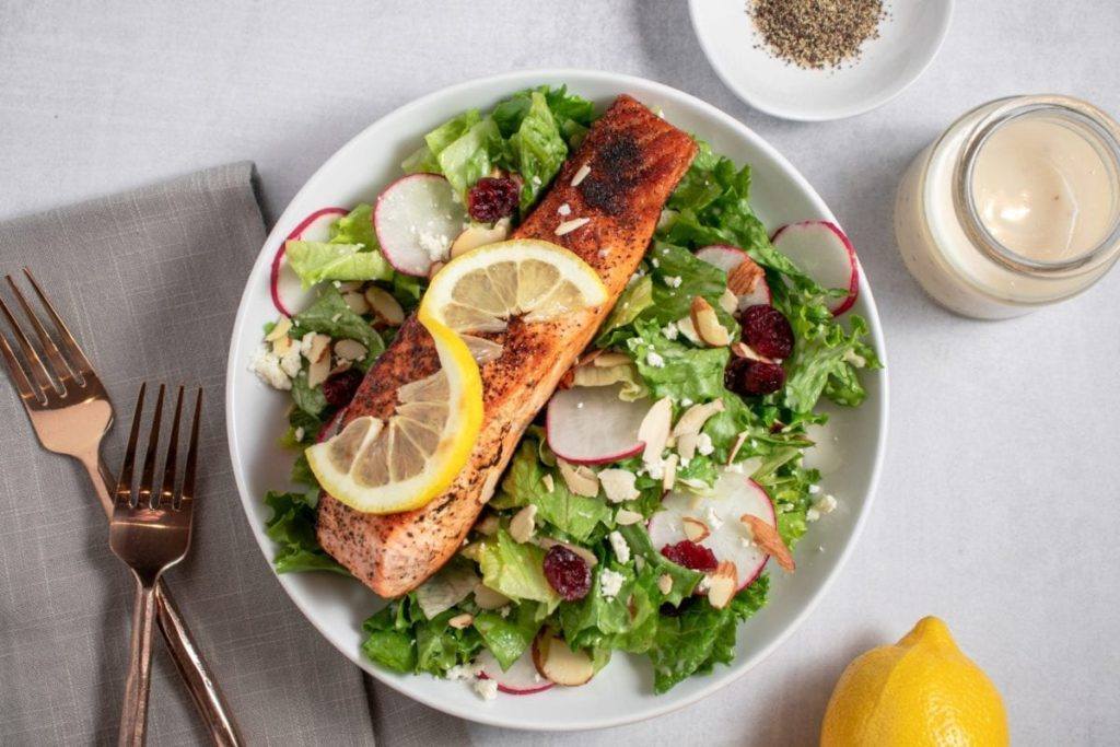 salmon cranberry radish salad meal planning meal prep counting macros 