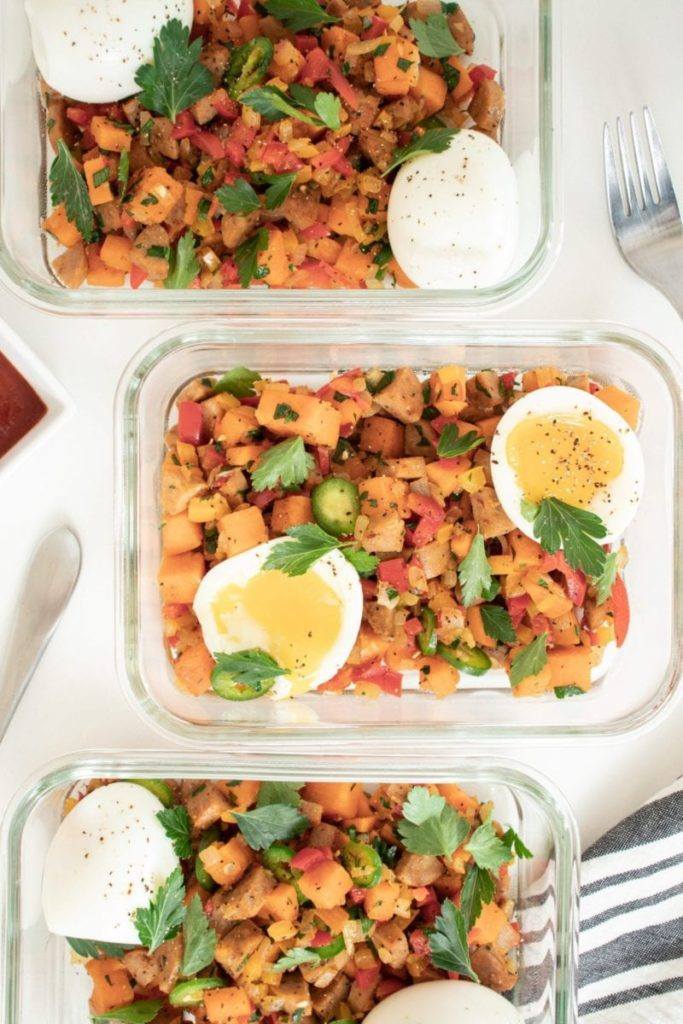 Sweet Potato with Chicken Sausage Hash Meal Prep Meal Planning Counting Macros