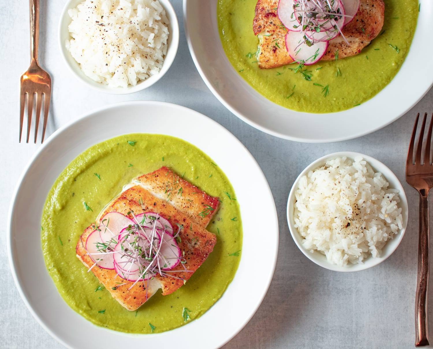 Halibut with Sweet Pea Puree