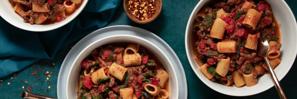 Rigatoni-with-Meat-Sauce-and-Swiss-Chard